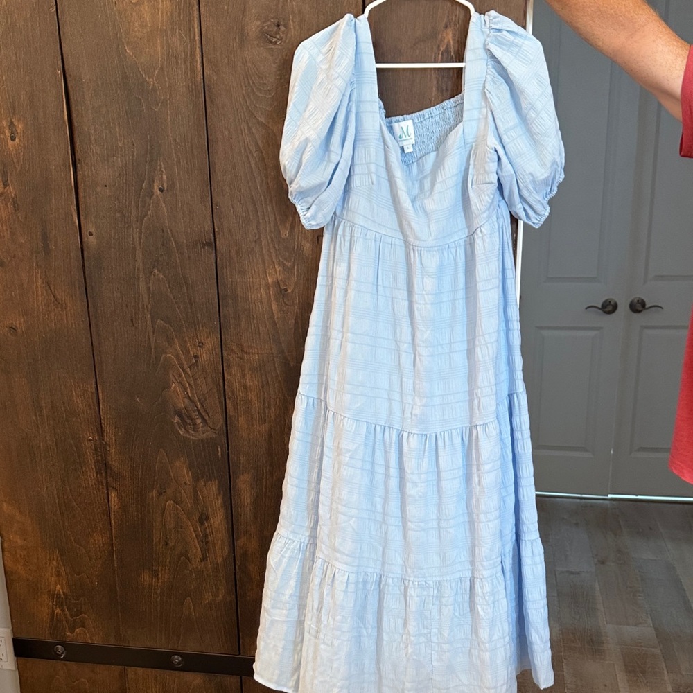 Chic Light Blue Long Sleeve Dress